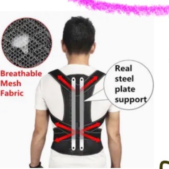 Back brace support steel plate posture up to 120 lbs back pain straight - Picture 1 of 7